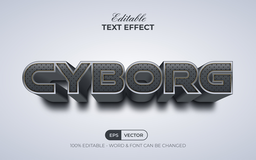 3D Text Effect Style Text Effect Cyborg vector