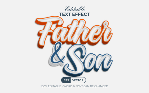 3D Text Effect Style Text Effect Father Son vector