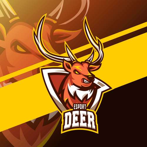 Angry deer esport logo gaming vector