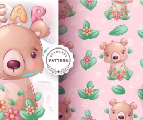 Bear pattern background vector