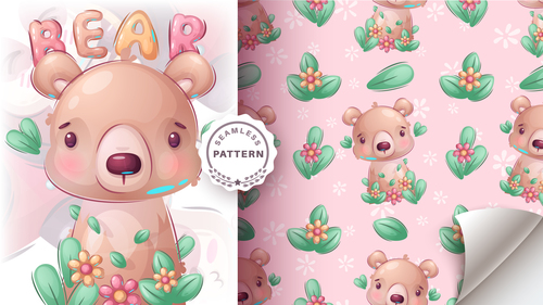 Bear pattern background vector