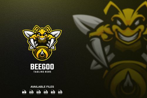 Bee mascot logo template vector