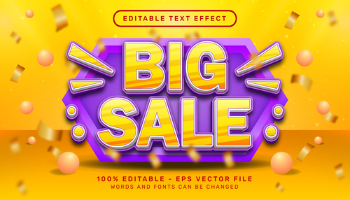 Big sale 3d editable text effects vector