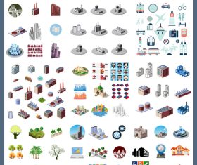 Building icon collection vector