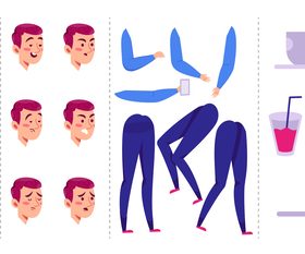 Business male cartoon character template vector