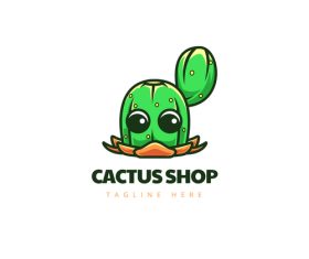 Cactus shop logo vector