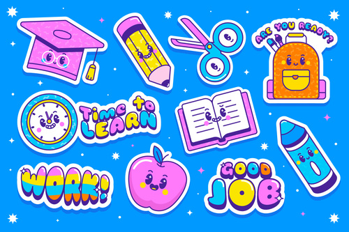 Cartoon stickers vector