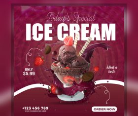 Chocolate ice cream sale flyer vector