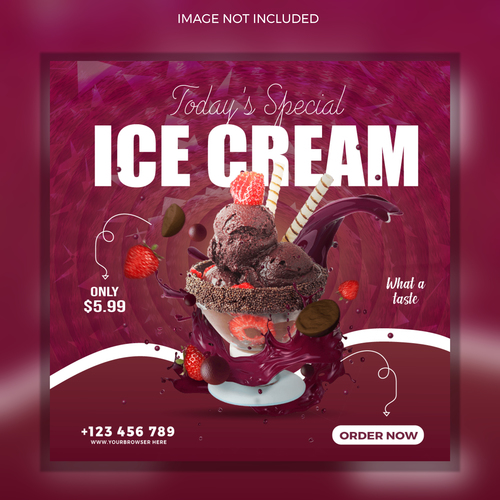 Chocolate ice cream sale flyer vector
