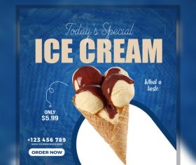 Cone ice cream sale flyer vector