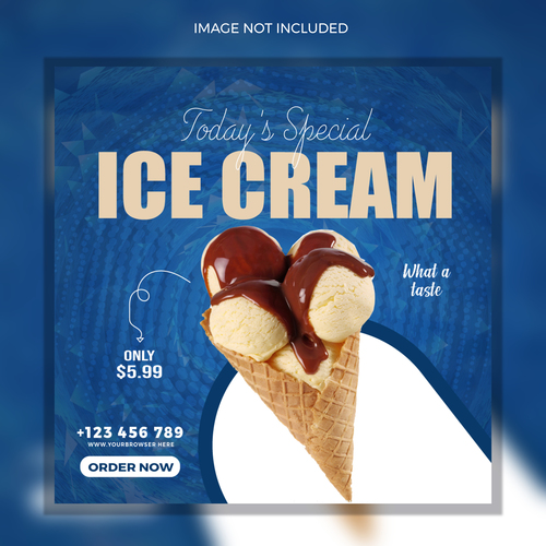 Cone ice cream sale flyer vector