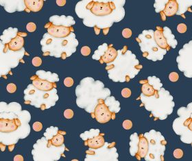 Cute sheep seamless pattern background vector
