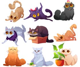 Different pose cats vector