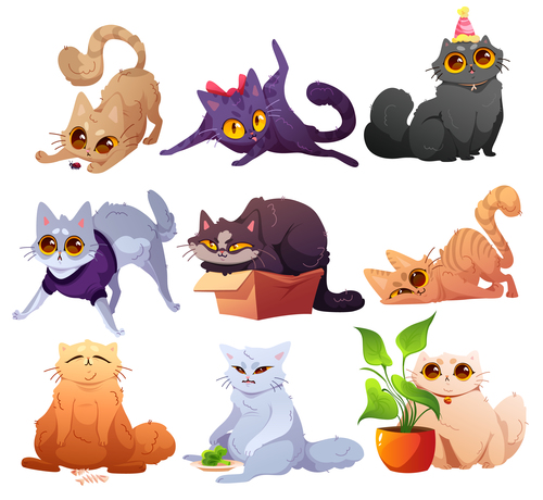 Different pose cats vector