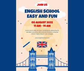 English school easy and fun poster vector