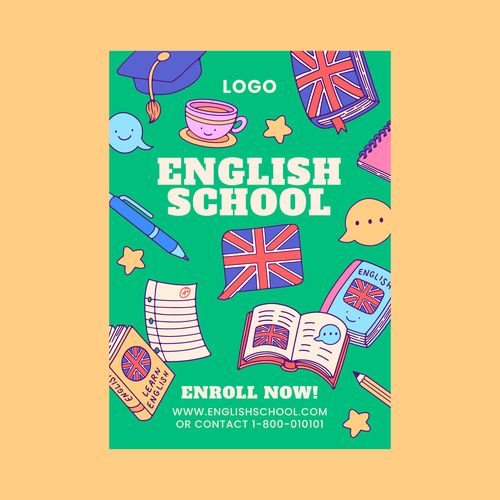 English school poster template vector