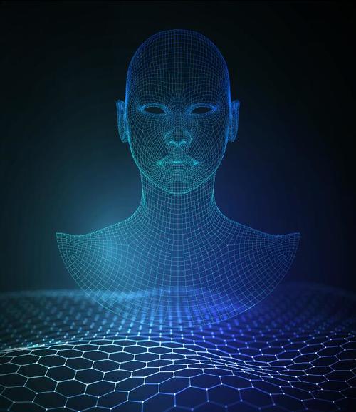 Face recognition technological background vector