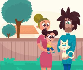 Family vector with pets