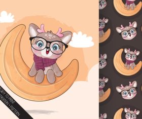 Fawn moon illustration background vector
