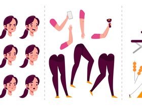 Female camper character cartoon template vector