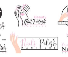 Female nail icon set logo design vector