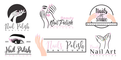 Female nail icon set logo design vector