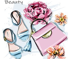 Girls accessories hand drawn vector