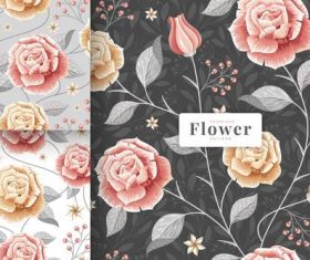 Hand drawn beautiful rose pattern background vector