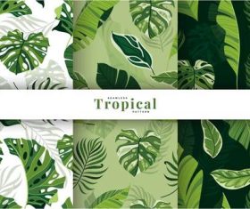 Hand drawn exotic tropical leaves pattern background vector