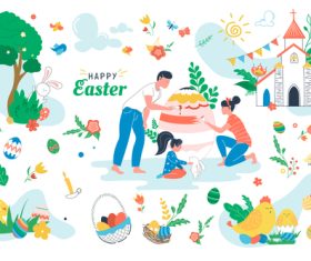 Happy easter set Isolated elements vector