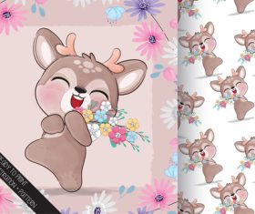 Happy fawn illustration background vector