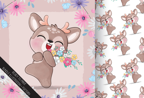 Happy fawn illustration background vector