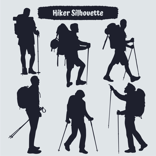 Hiker silhouette vector