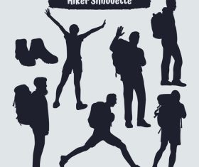 Hiker silhouettes in different vector