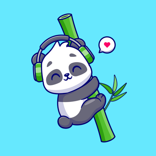 I love bamboo cartoon illustration vector