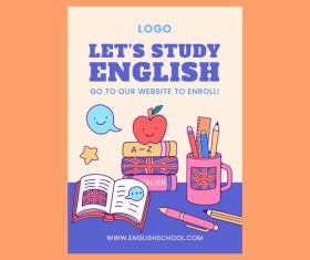 Lets study english poster template vector