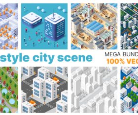 Lifestyle city scene collection vector