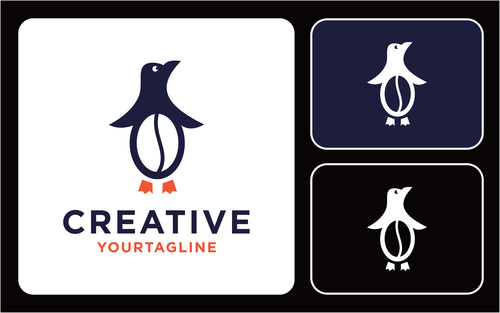 Logo coffee penguin vector