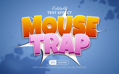 Mouse trap text style effect vector