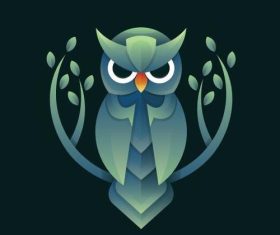 Nature owl gradient logo vector
