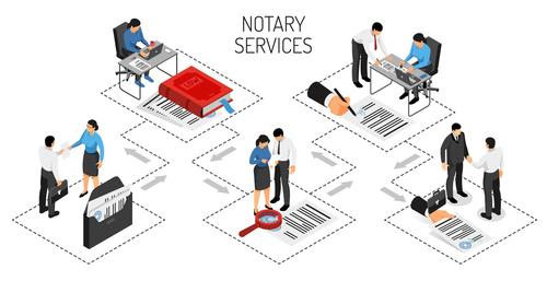 Notary services cartoon illustration vector