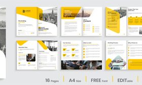 Orange shape company brochure template vector