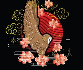 Owl illustration with Japanese style Kaijun event vector