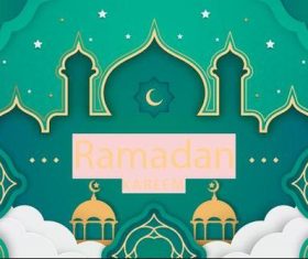 Paper style ramadan background vector