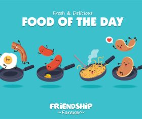 Pizza burger french fries ribs pancake food poster design vector