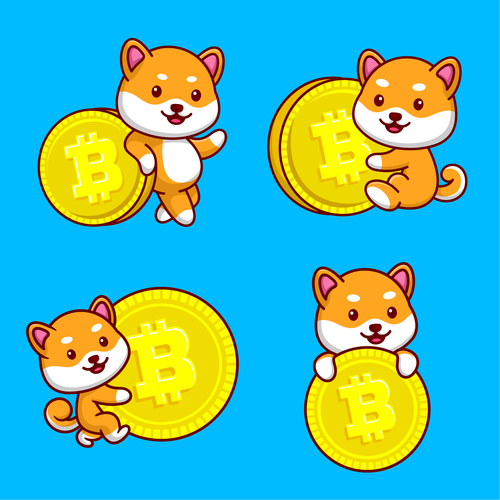 Puppy and bitcoin vector