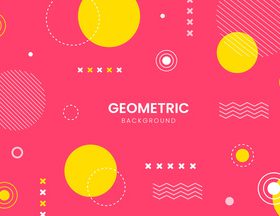 Red and yellow background with geometric shapes vector