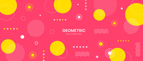 Red and yellow background with geometric shapes vector