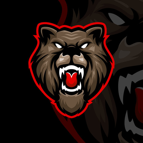 Roaring bear game logo design vector