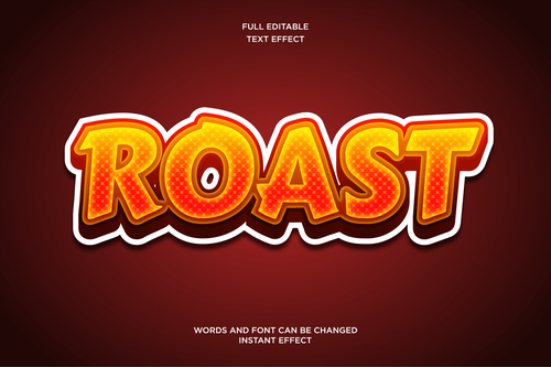 Roast editable text effect hot spicy 3d vector